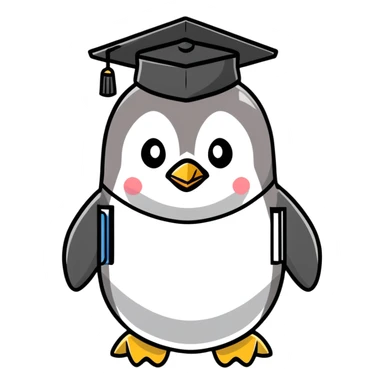 stern penguin school principal with clipboard and academic cap sticker