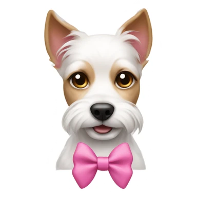 White begal type dog with pink hair bow sticker