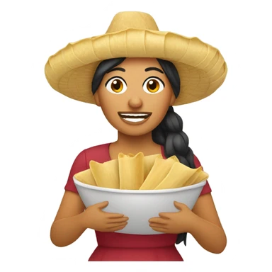 Mexican woman eating tamales  sticker