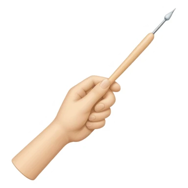 hand holding 1 knitting needle sticker