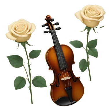 vintage violin and beige roses sticker