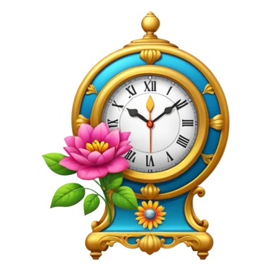 flower blooming next to a clock sticker