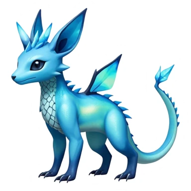 Colorful Iridescent Exotic Amaura-Salandit-Aurorus-Glaceon-Fakémon-hybrid-creature (full body)  sticker