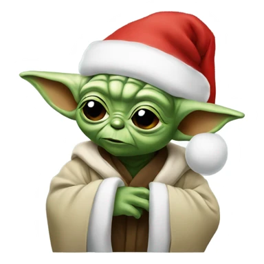 Yoda wearing a Santa hat sticker
