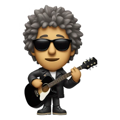 bob dylan with sunglases and guitar sticker