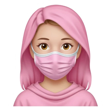 girl with a pink facemask sticker