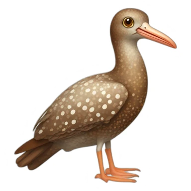 brown speckled sea bird with white spots and long brown legs and long light orange beak sticker