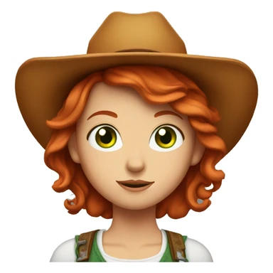 redhead girl with green eyes and a cowboy hat on  sticker