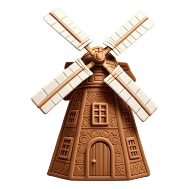 Speculaas Cinematic Realistic Speculaas Biscuit Emoji, depicted as a spiced speculaas cookie crafted in a charming windmill shape, rendered with intricate textures and warm, inviting lighting. sticker