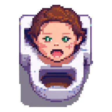Skibidi Toilet doing Mewing, pixel art style, playful sticker