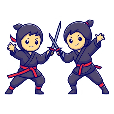 happy girls ninjas sticker