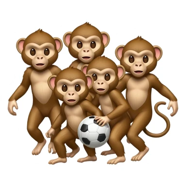 4 monkeys playing soccer sticker