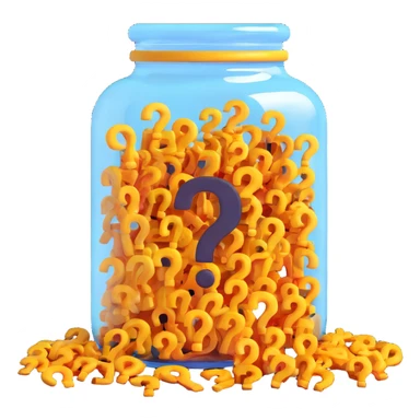 glass jar filled with question marks sticker