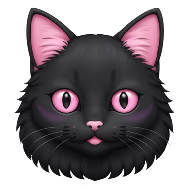 black cat with pastel pink eyes and a pink collar sticker