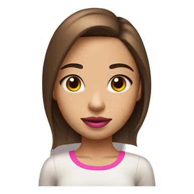 A smll girl with two small cheeks and a bright pink lips with thin waist and brown long hair sticker