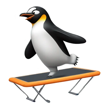 penguin jumping on trampoline sticker