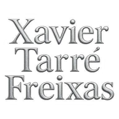 'Xavier Tarre Freixas' text in a shiny and metallic chrome style sticker