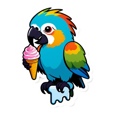 Parrot eating ice cream sticker