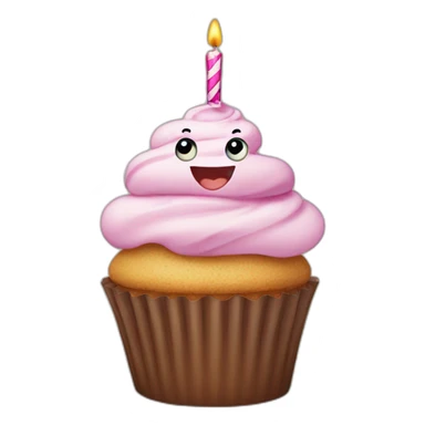 Birthday cupcake with a happy face sticker