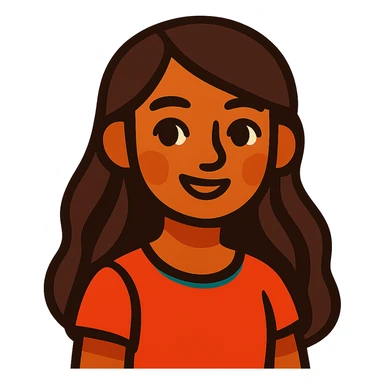 vibrant toon style light skin brown girl with long dark brown hair and dark brown eyes sticker