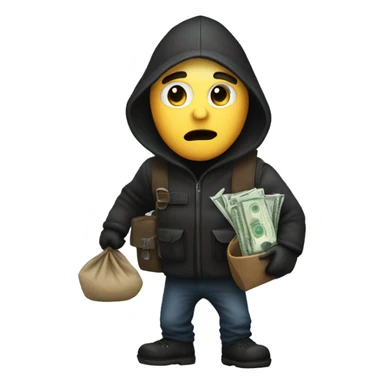 Robber carrying money bag sticker