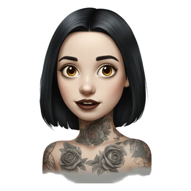 Hyperrealistic Pale girl with black hair arm tattoos sticker