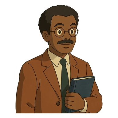 ghibli style black mathematician sticker