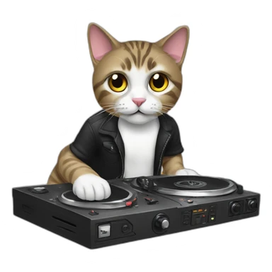 DJ cat with turntable sticker