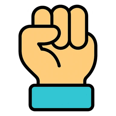 hand facing forward in a fist, thumb between index and middle fingers sticker