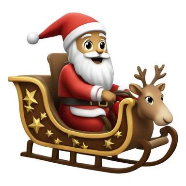 Santa Claus on his sleigh with a six point Jewish star on his chest sticker