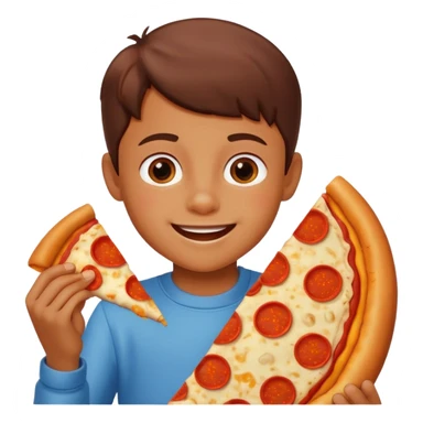 child eating a pizza sticker
