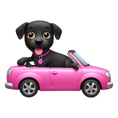 Black dog riding in a pink car sticker