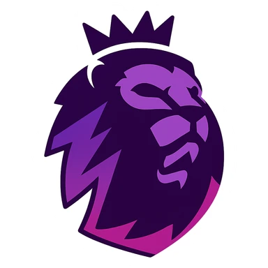 dynamic English Premier League badge with angular shapes, roaring lion, purple gradient, energetic and modern, no text sticker