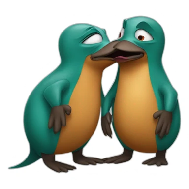 platypus perry and doofenshmirtz kissing sticker