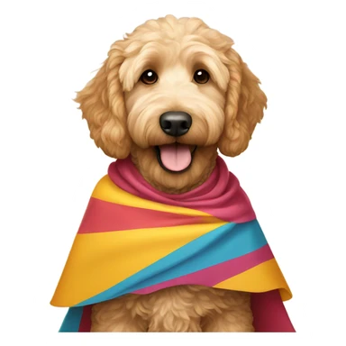 goldendoodle with a cape sticker