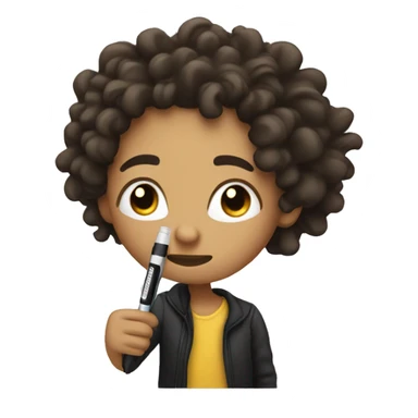 Lightskin with curly dreads hitting a dab pen sticker