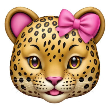 Winking leopard with a pink bow (Apple emoji style)  sticker