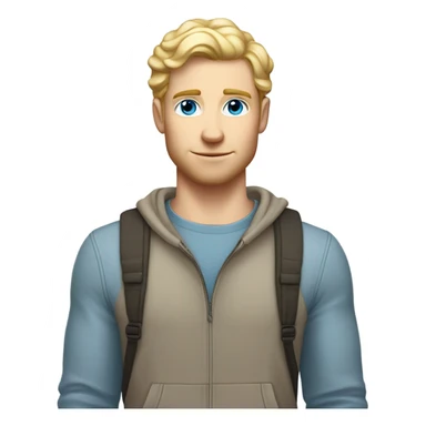 full body standing light curl blonde 30yo man blue eyed pale skin sticker