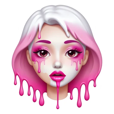 pink ombre lip bite with dripping white paint  sticker