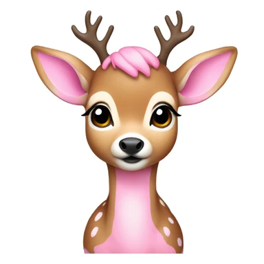 a baby deer wearing a pink boy sticker