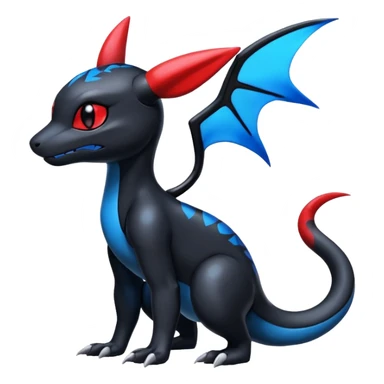 Cute Shiny Guilmon-Salandit-Umbreon-Fakémon-hybrid-creature (full body)  sticker