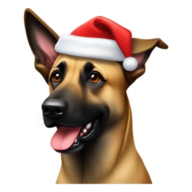 Belgian malinois and Anatolian Shepherd with Christmas hat sticker