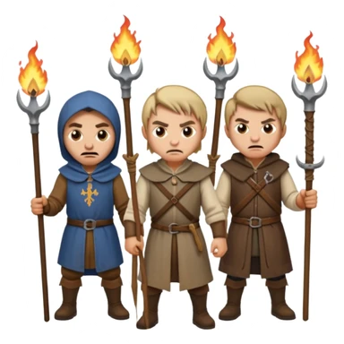 les villageois qui certains ont des fourches d'autres des torches sapé en moyen age sticker