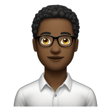 Young men French type Black straight with glasses sticker