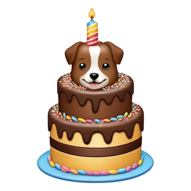 Dog inside of a birthday cake sticker