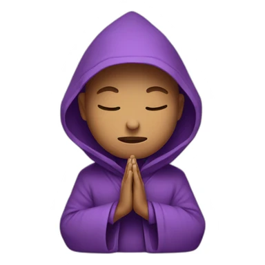 a purple monk praying yoga style with a hood style hat sticker