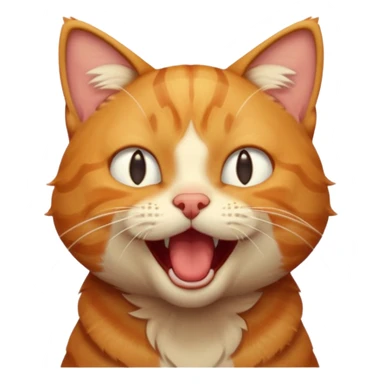 A high-resolution photo-realistic digital illustration of a solid ginger tabby cat, head titled up yawning sticker