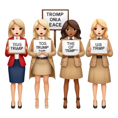 girls with stylish accessories protesting, President Trump sticker