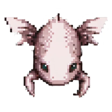 brown Minecraft axolotl, authentic blocky style and proportions, pixel art sticker