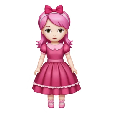 Isolated detaile illustration incredibly raspberry torte doll figurine full body with pink hair and a raspberry hairband sticker